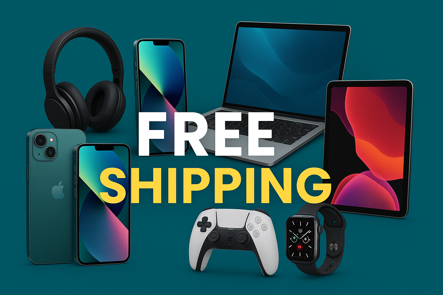 VARIOS PRODUTOS ELETRONICOS - ESCRITO FREE SHIPPING - COR DE FUNDO #146167